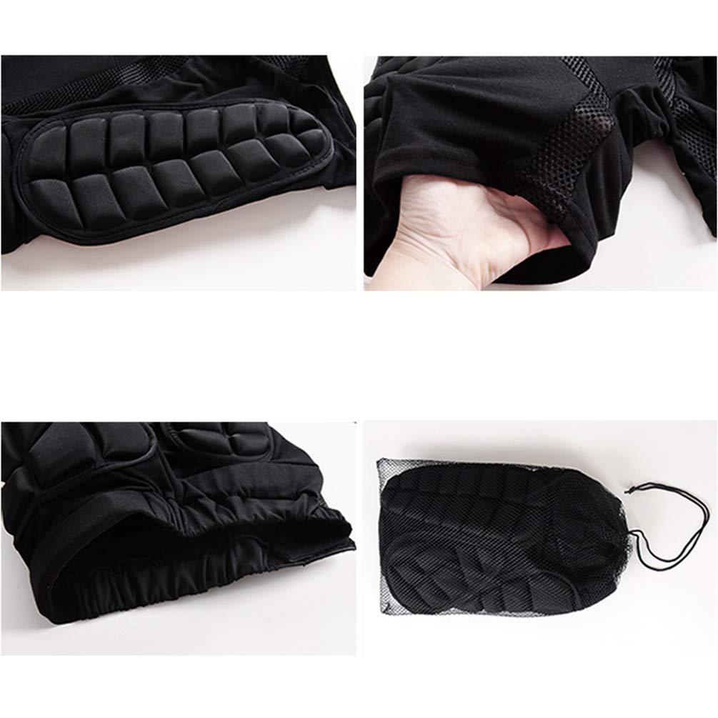 Unisex Confortable Respirant Antichoc Résistant à l'usure Short de Protection, Protection Hanche pour Cyclisme Rouleau Patinage Moto Sport Noir 2XL