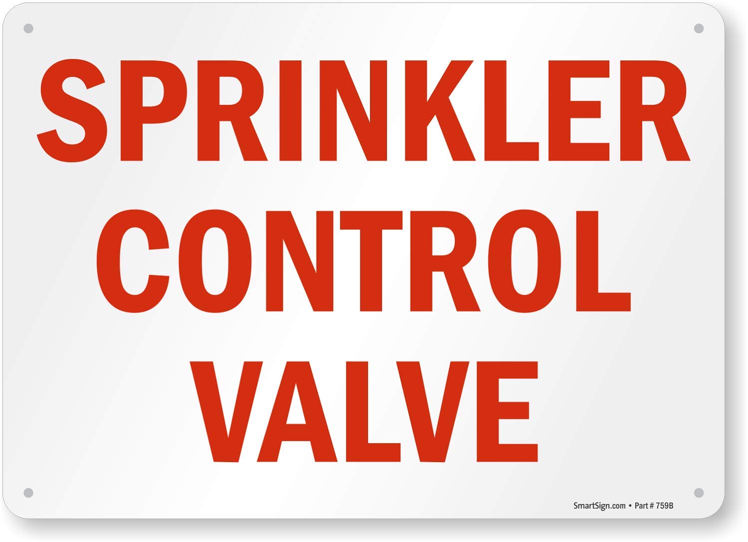 SmartSign-S-1733-AL-14 "Sprinkler Control Valve" Sign | 10" x 14" Aluminum , Red on White