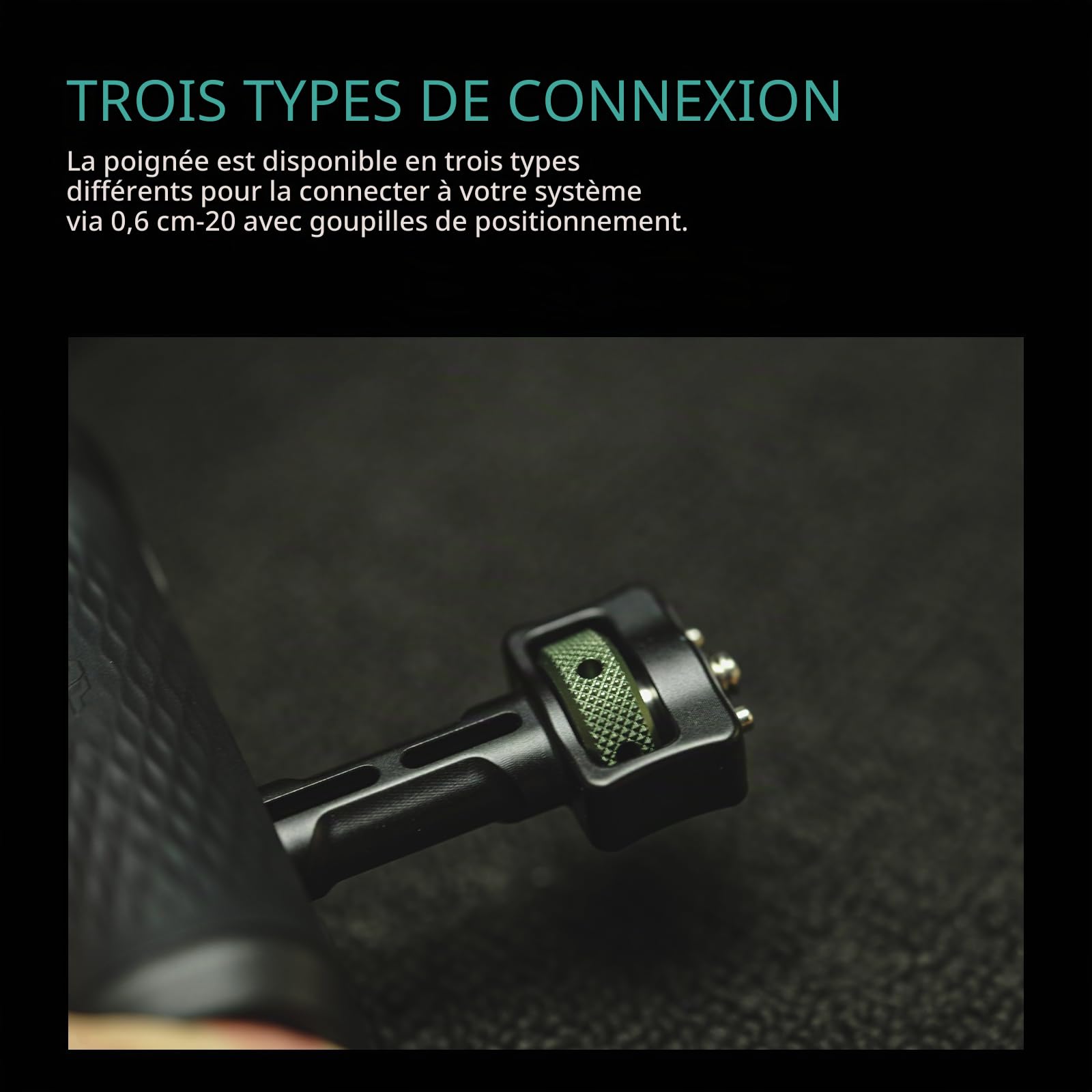 Tilta Poignée Latérale Xeno 1/4″-20 avec Goupilles de Positionnement, Poignée Latérale Ergonomique pour Montages de Caméra et de Moniteur - Noir TA-XSH1-B
