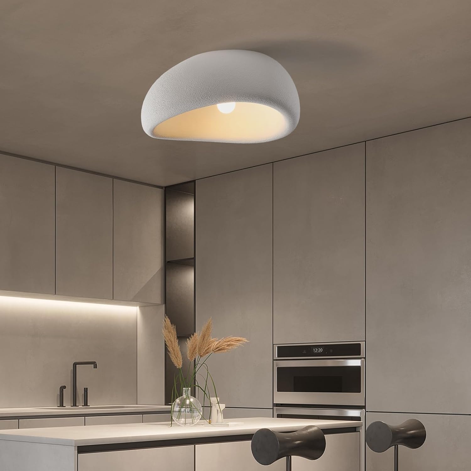 Moderne Wohnzimmer Deckenleuchte Weißer Schlafzimmer Deckenlampe | Kronleuchter Im Japanischen Wabi-Sabi-Stil,Lampenschirm Aus Polyethylen Für Innenbeleuchtung Mit E27-Sockel(30 * 22 * 16CM)