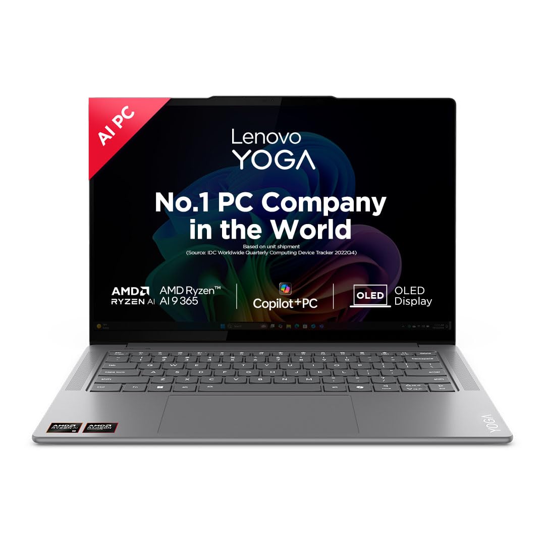 Lenovo Yoga Pro 7 Ryzen AI 9 365 (32GB RAM/1TB SSD/Copilot+PC/14.5″(36.8cm)/2.8K WQXGA+OLED/120Hz/Windows11/Office Home 2024/Grey/1.54Kg),…