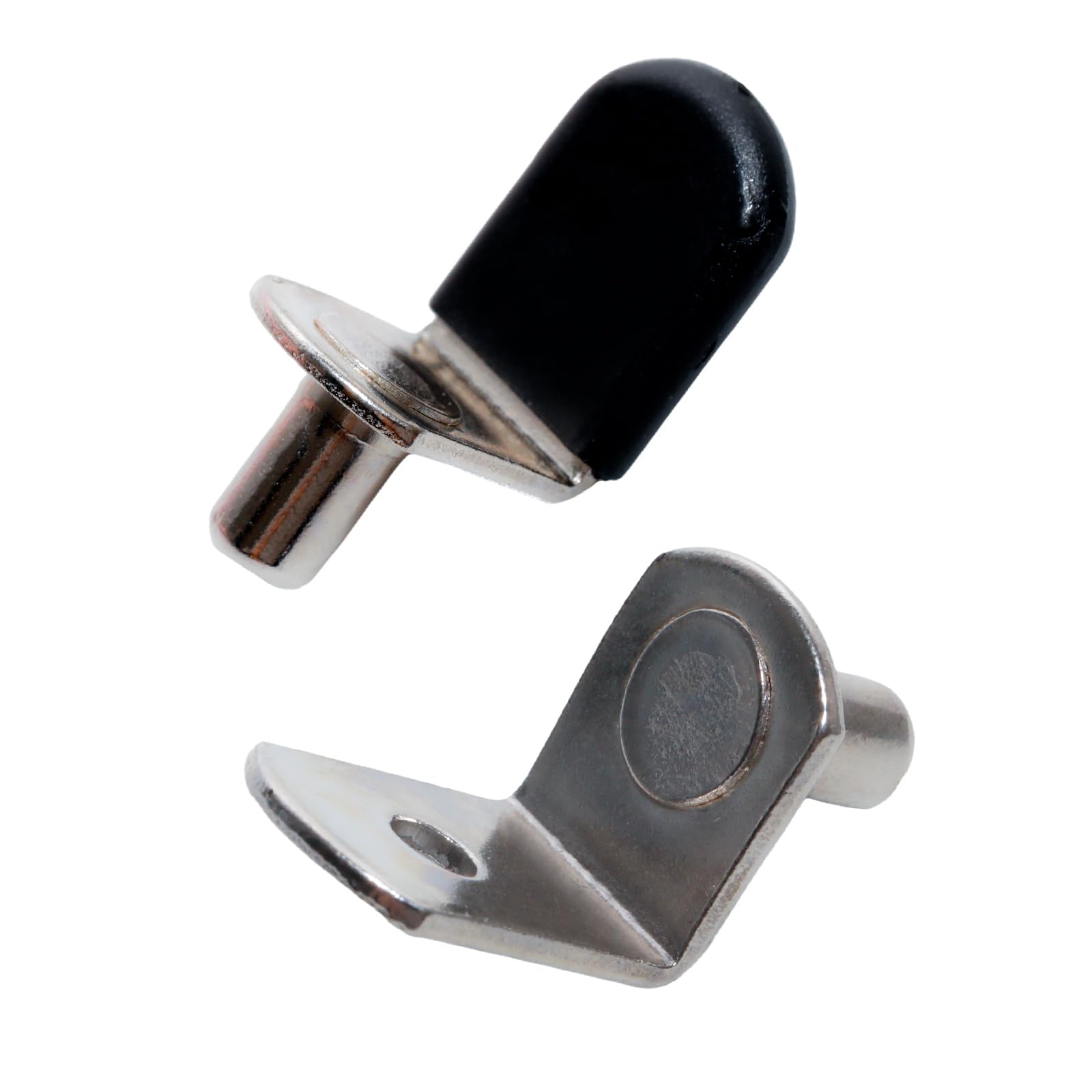 Pocoxll 50Pcs 6mm Silver Shelf Support Pegs with Black Rubber Sleeve,L-Shaped Clips,Versatile for Cabinets and Bookshelves