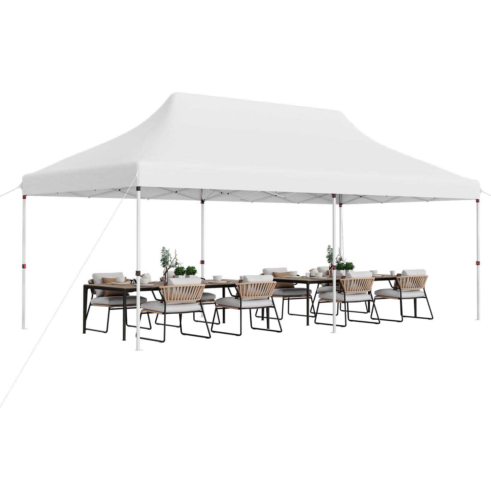 RELAX4LIFE Gazebo Pieghevole Pop-Up 3x6M con Altezza Regolabile, UV50+, 12 Picchetti, 6 Corde/Sacchi di Sabbia, Resistente per Feste e, Matrimoni,Giardino