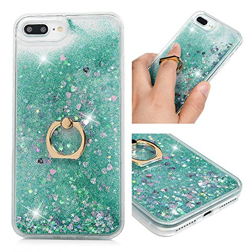 Mavis's Diary Bling - Carcasa para iPhone 7 Plus, purpurina, brillante, líquido, arena rápida, lentejuelas pintadas, diseño de unicornio, con marco de goma TPU suave