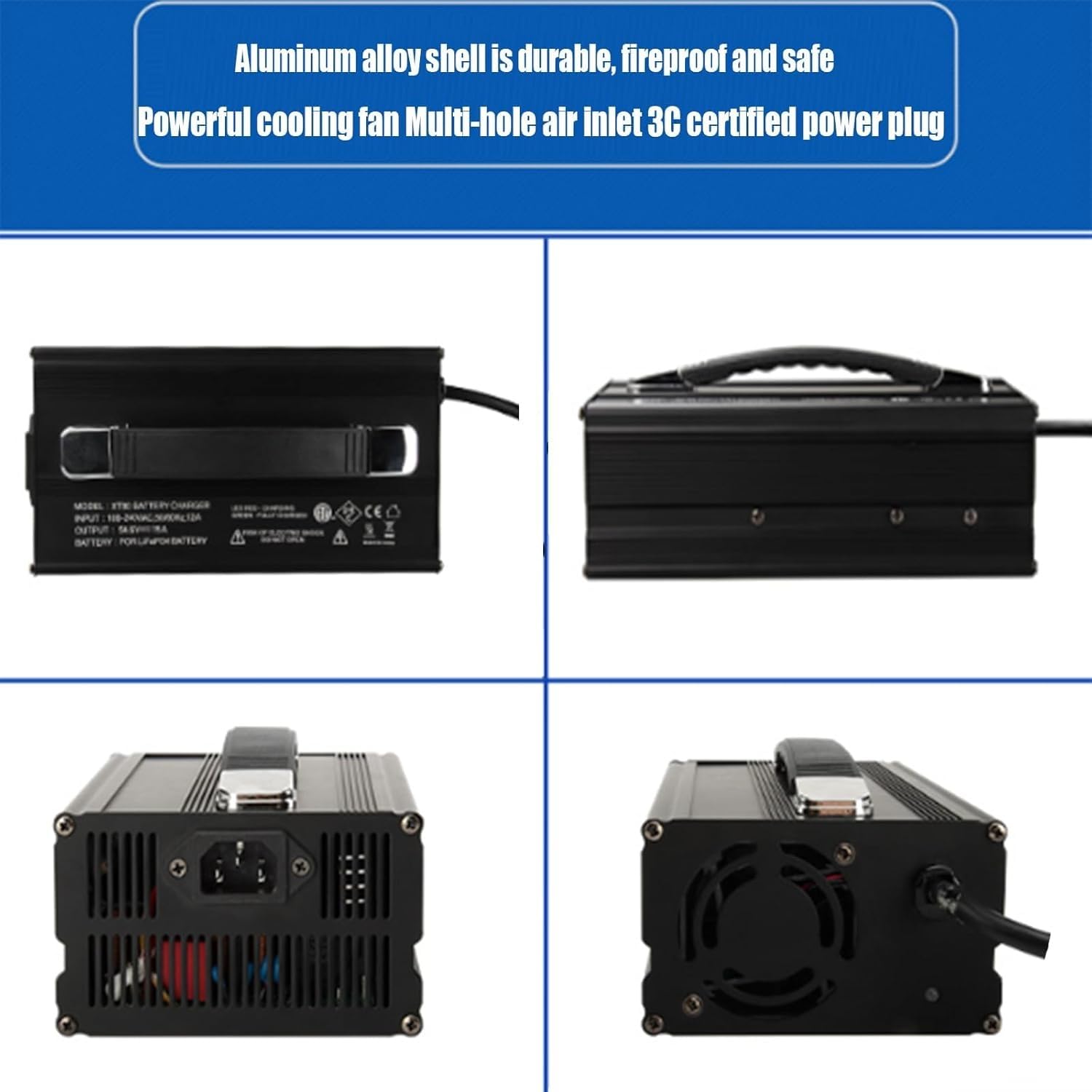 Electric Forklift, Pallet Jack,Floor Scrubber,Golf Cart Battery Charger 12V 45A,24V 40A,36V 30A,48V 25A,60V 20A,72V 15A Forklifts Battery Charger 1500W with 50A/120A/175A/350A Anderson Connector(48V 2