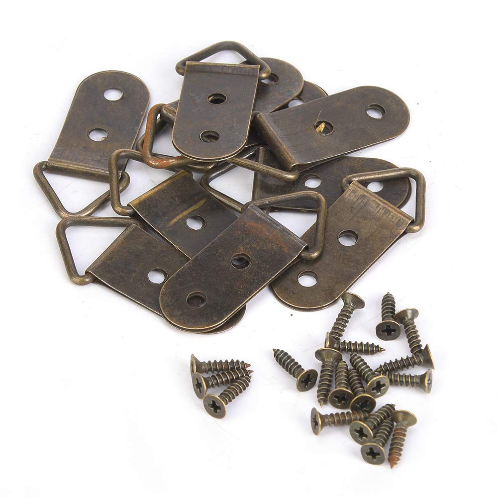 50 Sets Picture Hangers Kit with Screws, D Ring Picture Hangers Picture Frames Double Holes Clasp Picture Hanging Hardware Picture Hooks Picture Hang Solutions for Clock, Paintings (E)