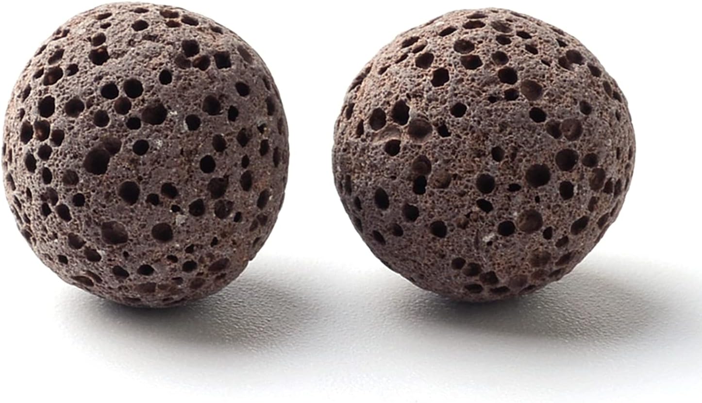 Craftdady 200Pcs Unwaxed Natural Round Lava Stone Beads 8mm Sphere Orb Ball Volcanic Rock Gemstone Loose Beads No Hole for Jewelry Craft Essential Oil Bracelet, Random Color