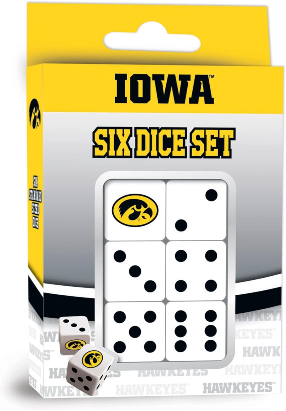 Masterpieces Game Day - NCAA Iowa Hawkeyes - 6 Piece Team Logo Dice Set - D6 Standard Size