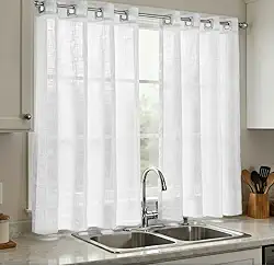Cortina Voil Gaze De Linho Branco 2,80x1,40 Sem Forro Cozinha