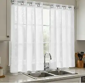 Cortina Voil Gaze De Linho Branco 2,80x1,40 Sem Forro Cozinha