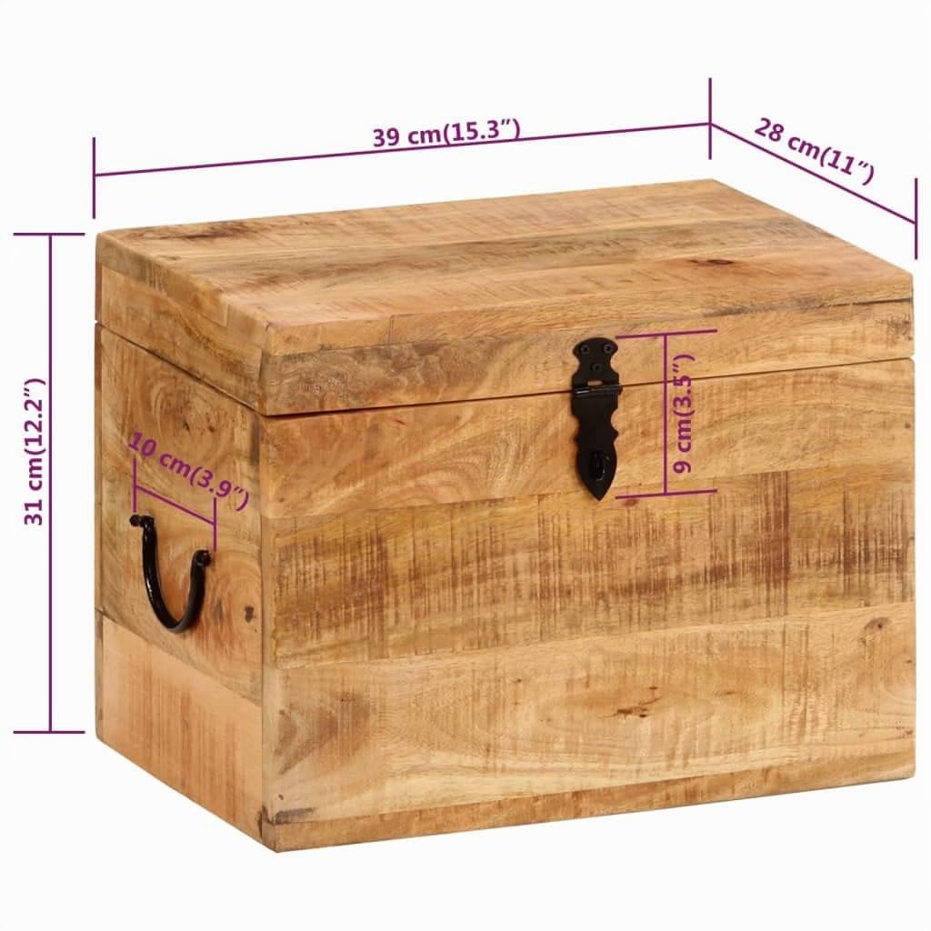 vidaXL Caja de almacenaje madera maciza de mango 39x28x31 cm