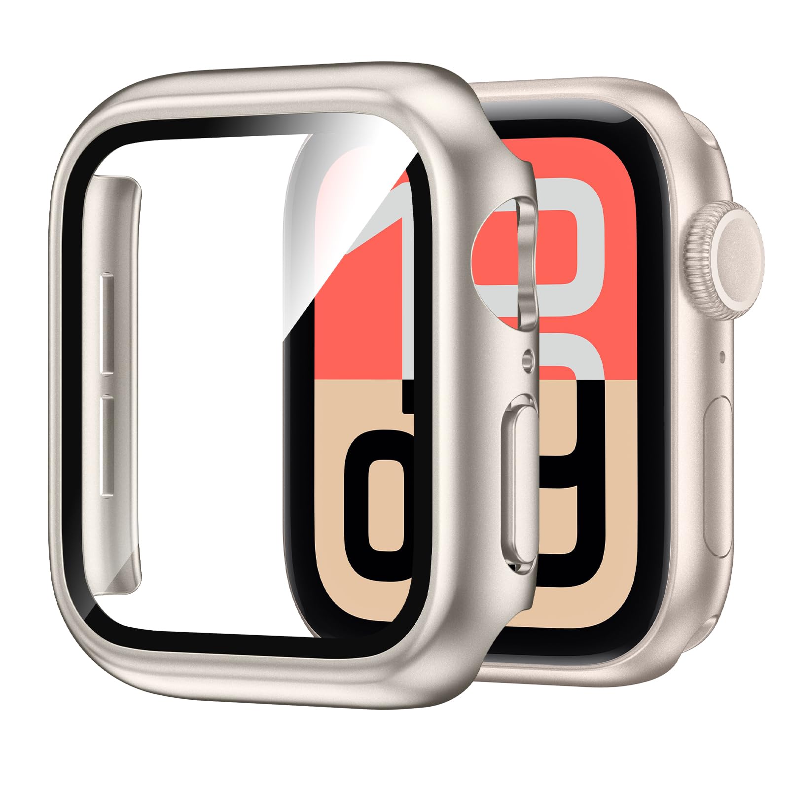 Kamita Wasserdicht Hülle für Apple Watch Serie SE 3/SE 2/SE/6/5/4 40mm, PC Bumper Case mit Displayschutz aus Gehärtetem Glas, Stoßfest Voller Körper Schutzhülle Gehäuse für iWatch 40 (Sternenlicht)