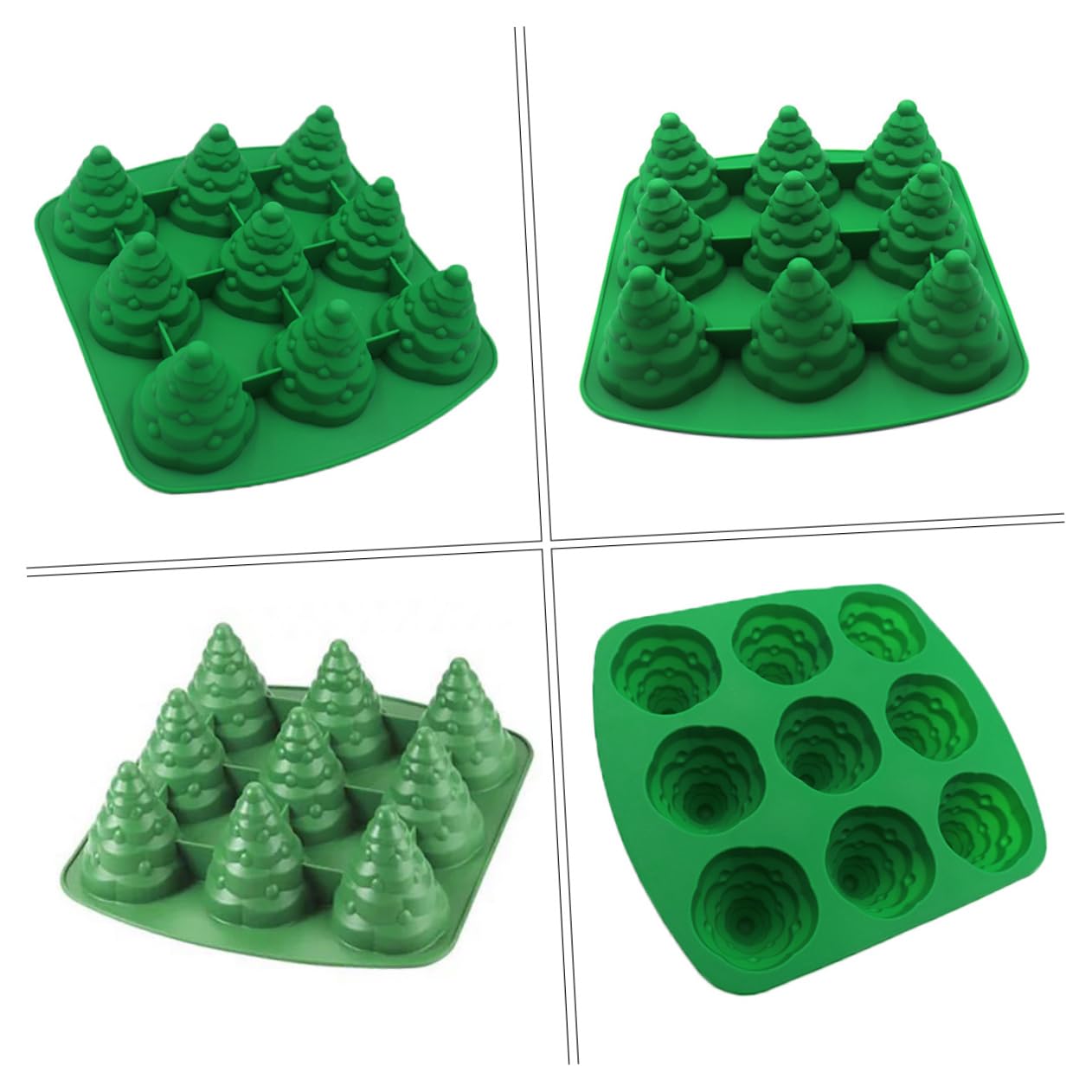 Cabilock 2 Pièces Moule Pâtisserie Silicone Cavités Sapin de Noël Vert Antiadhésif et Inodore Four et Micro Ondes Accessoire Diy pour Biscuits et Gâteaux Festifs