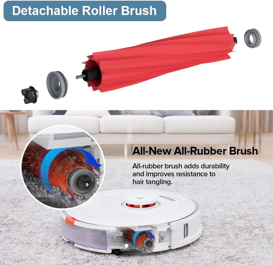 12Pcs Roller Brush Hepa Filter Mop Cloth Side Brush for Xiaomi Roborock S7 S7 Plus S7 Max T7s Plus Vacuum Cleaner