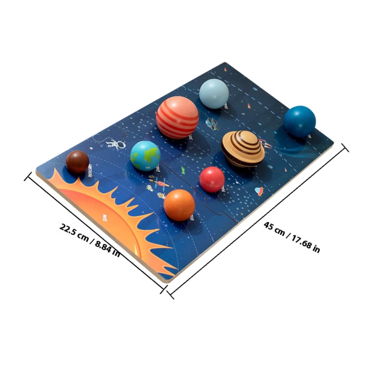 SUPVOX Puzzle in Legno dei Pianeti Solari per Bambini Piccoli, Gioco Educativo di Abbinamento Cognitivo Spaziale Otto Pianeti e Base Liscia, Giocattolo Interattivo per Apprendimento Stem
