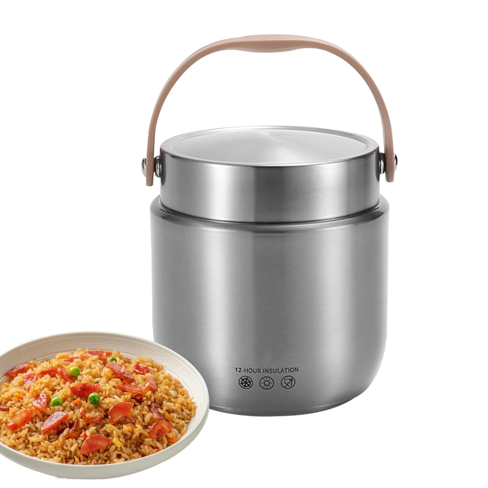 Izolowany Próżniowy Słoik na Żywność,Próżniowo Zamknięty Termoizolowany Pojemnik do Przechowywania Żywności z Uchwytem do Przenoszenia | 1200ml Pojemnik na Zupę Termiczny Szkoły Podróży Pracy Biuro