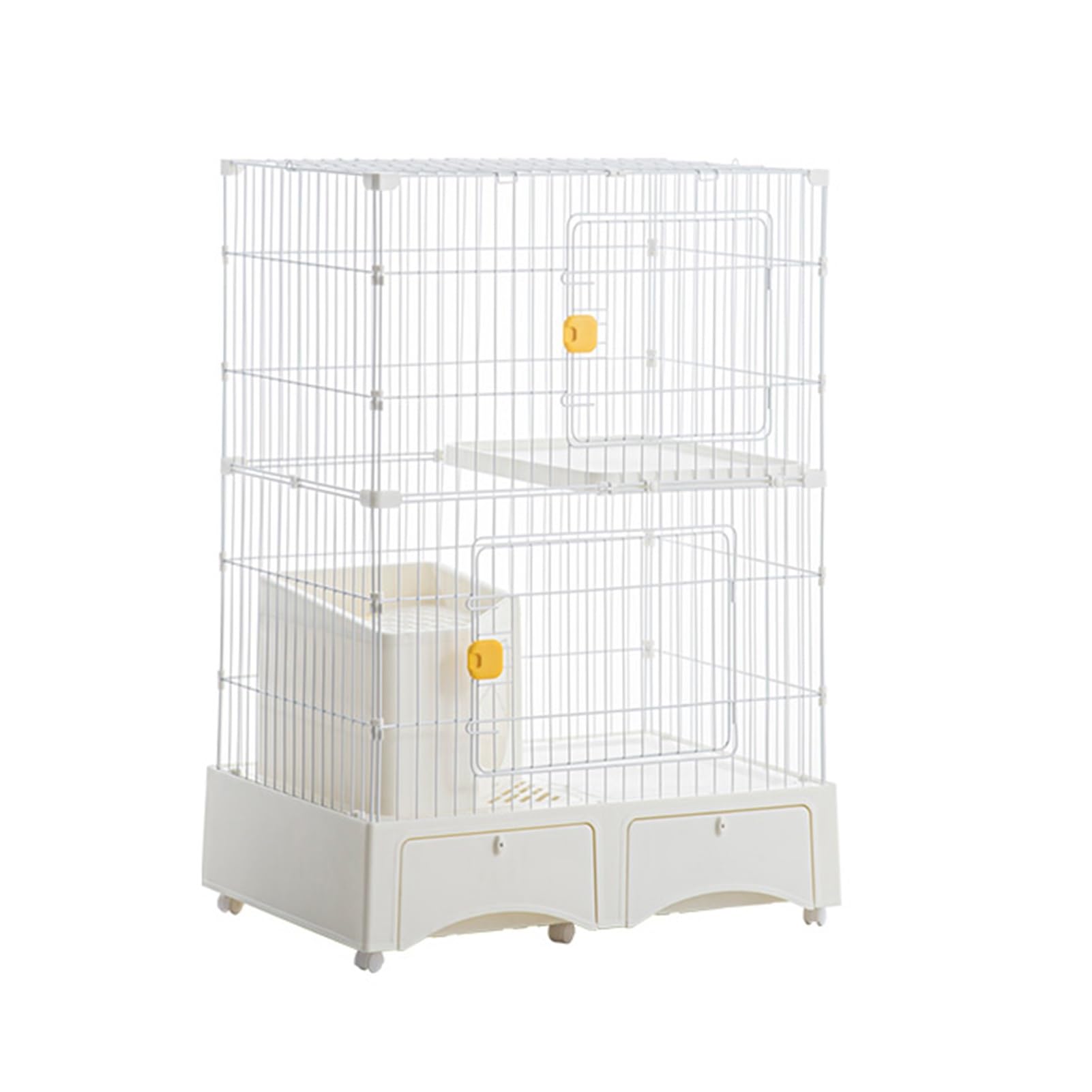 Cage pour chat intérieur et extérieur blanche à roulettes de grande taille 82x56.3x112cm