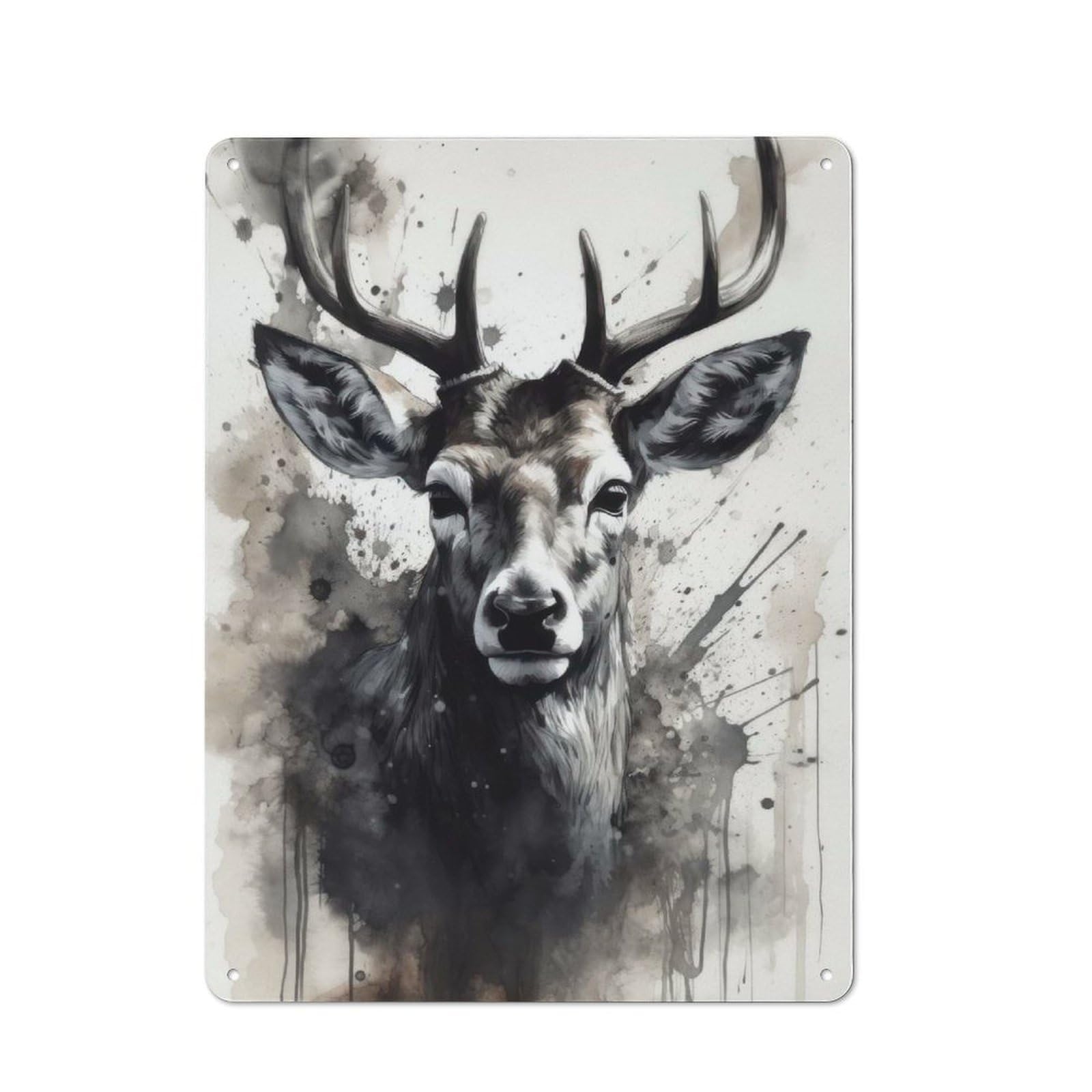 Deer Beauty Black Ink Metal Wall Sign 40x30cm, Nostalgic Classic Pub Decor for Pub, Home Bar, Shed Or Man Cave