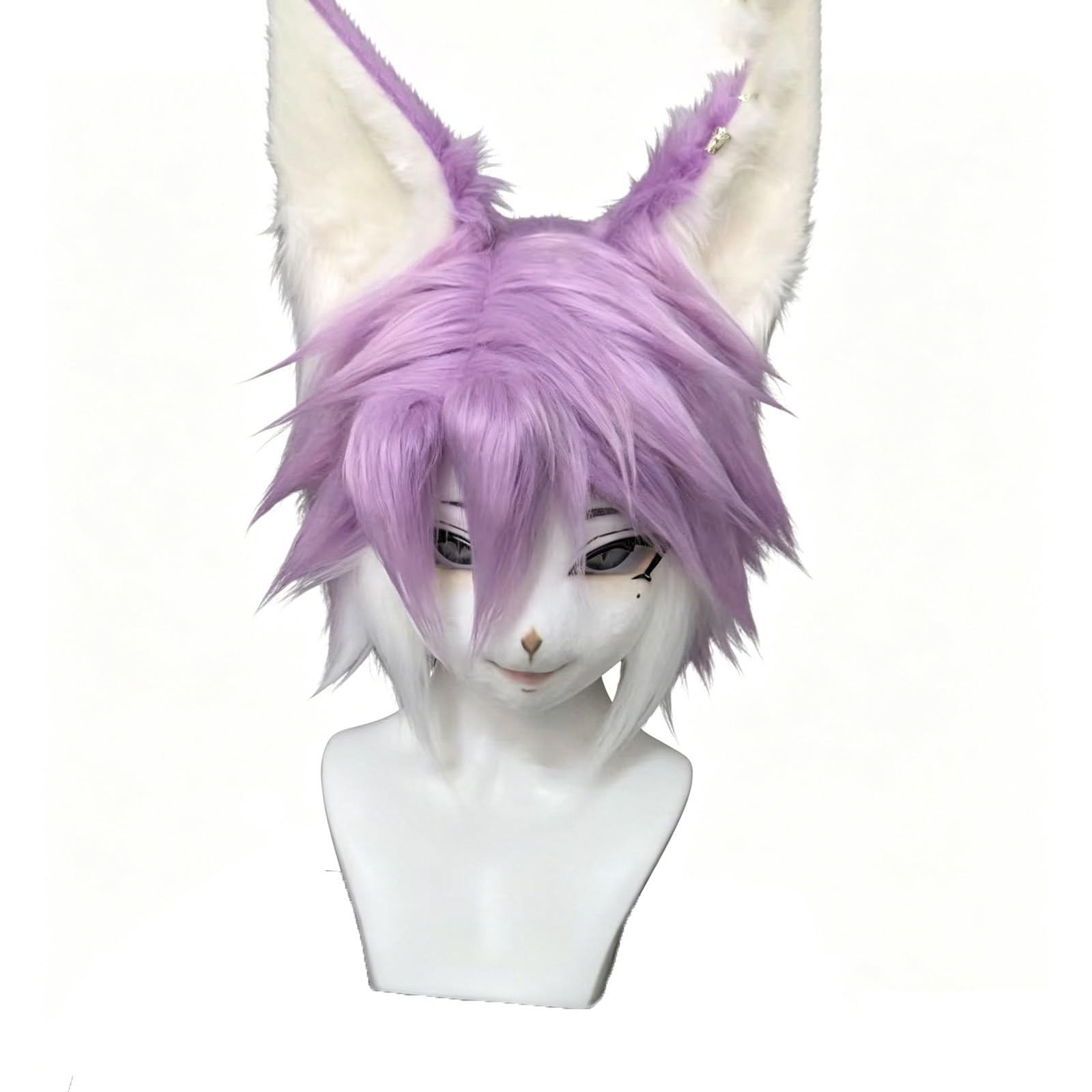 Handmade Fursuit Head, Faux Fur Animal Furry Head Mask, Cosplay Costume Headgear for Party Halloween(L)