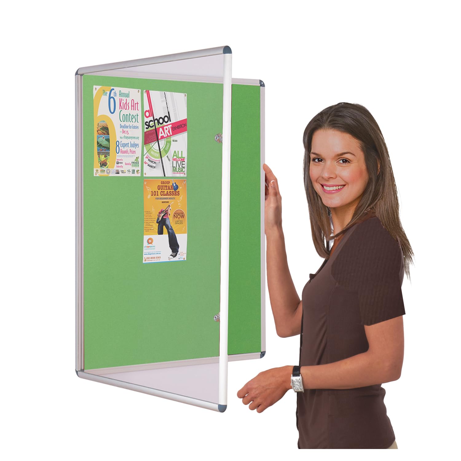 Vibrant Coloured Tamperproof Lockable Noticeboard | 900 x 600 mm | Apple Green Pinboard | with Double Locks & Keys | Ideal for Office, School Displays, Venues, Family Centres