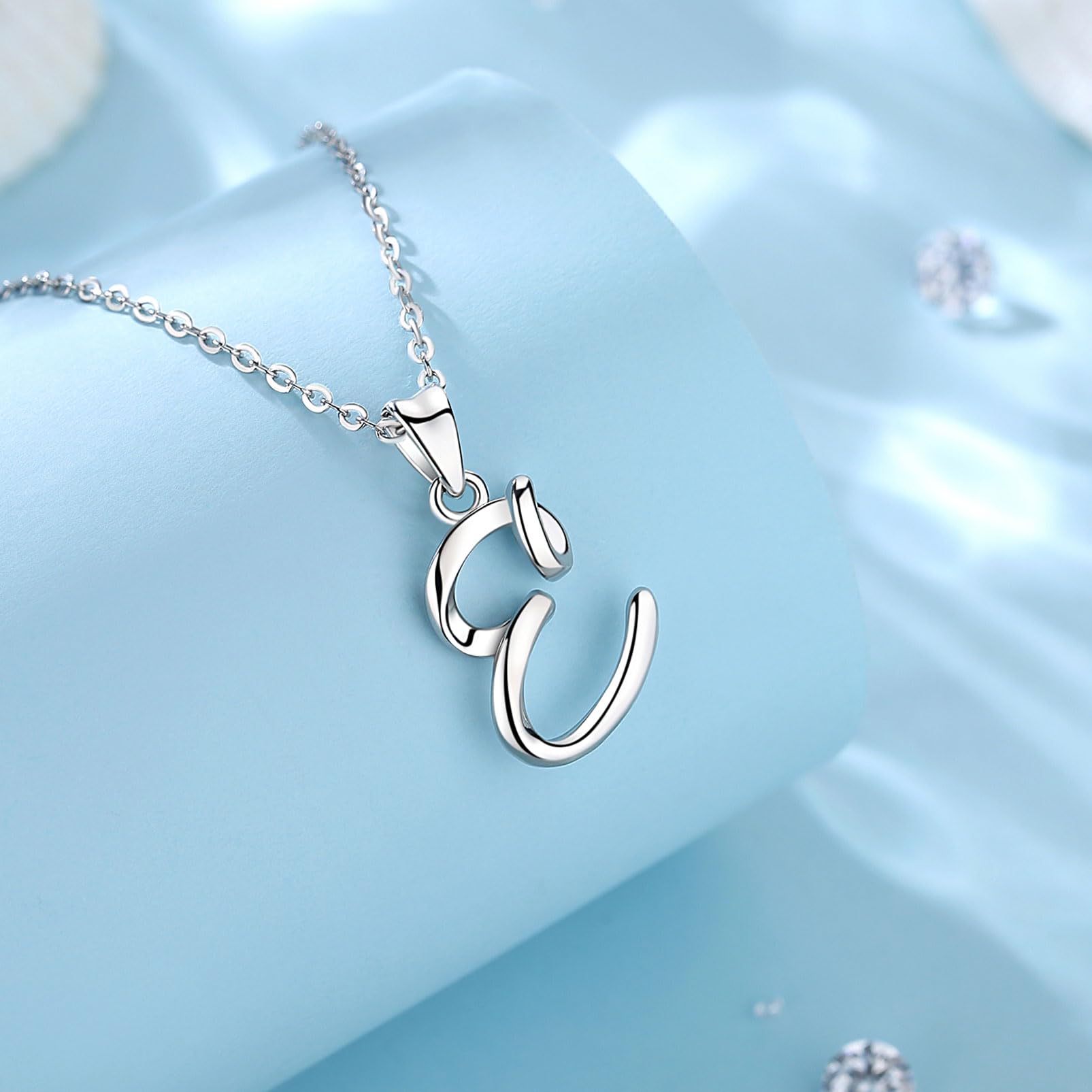 EUDORA Harmony Ball Collana Iniziale Argento Sterling 925 26 Lettere dell'Alfabeto Ciondolo Personalizzato Nome Gioielli Collane Regali per Donne Ragazze Festa della Mamma, Catena 45 cm