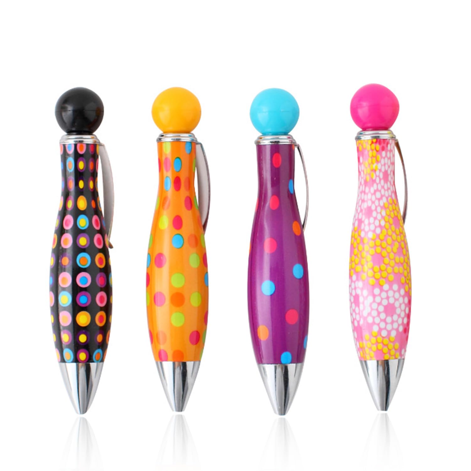HIXNUG Bowling Ballpoint Pens Colorful Ballpoint Pens Cute Short Mini Big Fat Pens Bullet Head Cartoon Wide Grip Pens for School Office Random Color (4)