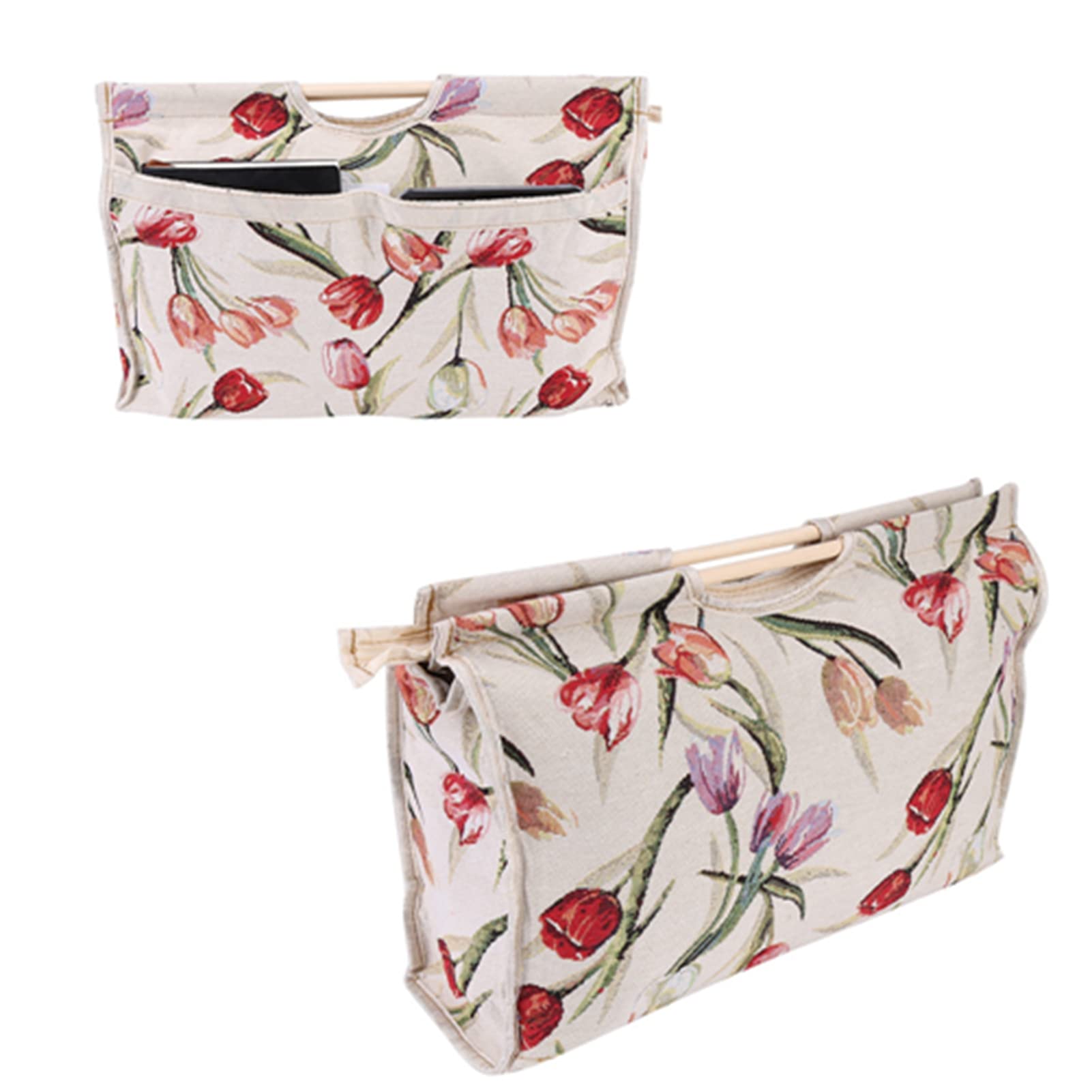 Wakects Kniting Igle Storage Bag Organizer Organizer Torka Narzędzia do Dzianinowego Uchwyt z Drewnianym Uchwytem i Zamkiem Zamkiem do Dziania Sewing Magazynki 16,5 X 11,8 X 4,3 Cala (Rose Jacquard)