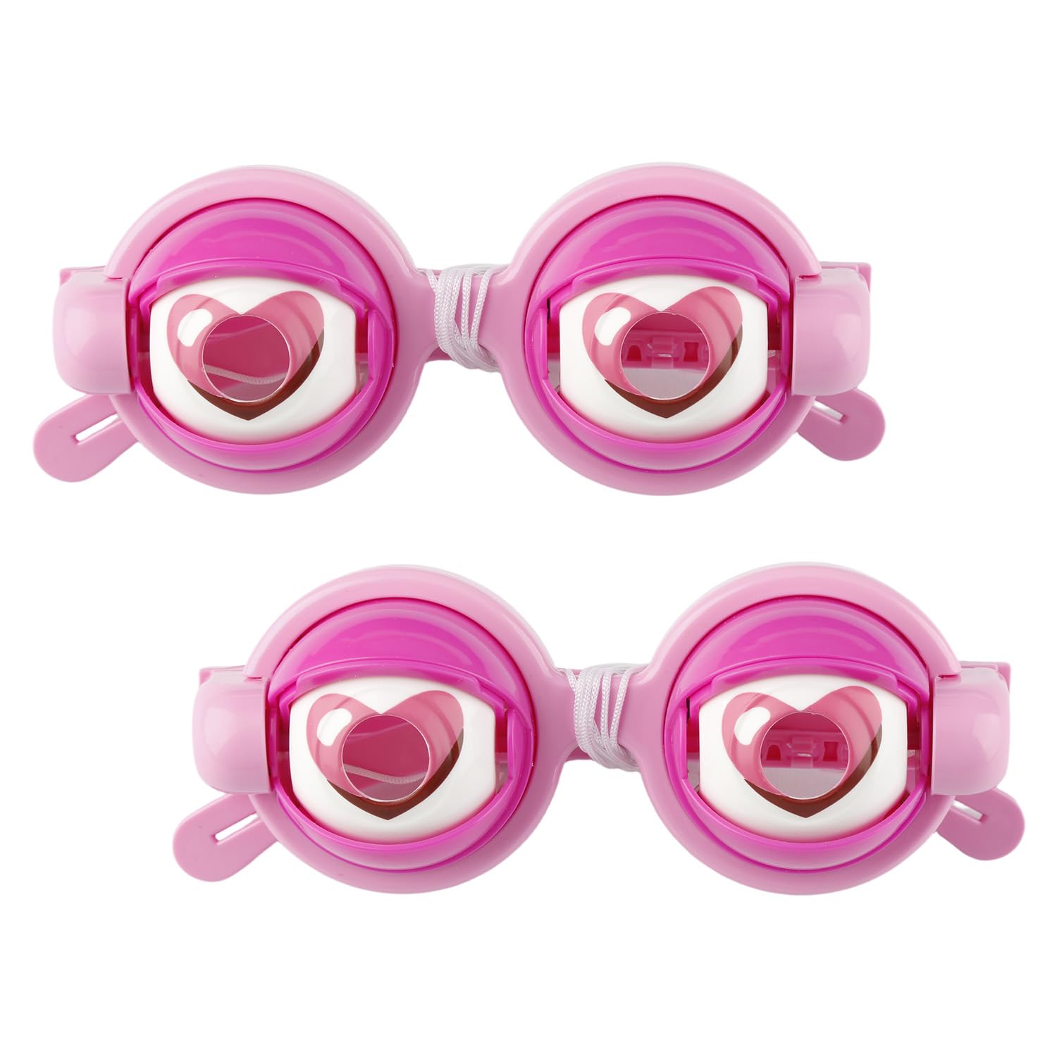 Tabanzhe 2 Pcs Crazy Eyes Glasses,Pink Heart Pattern Googly Shaking Eye Novelty Funny Glasses for Wacky Party Costumes Photo Booth Props Gag Gifts Halloween Festivals