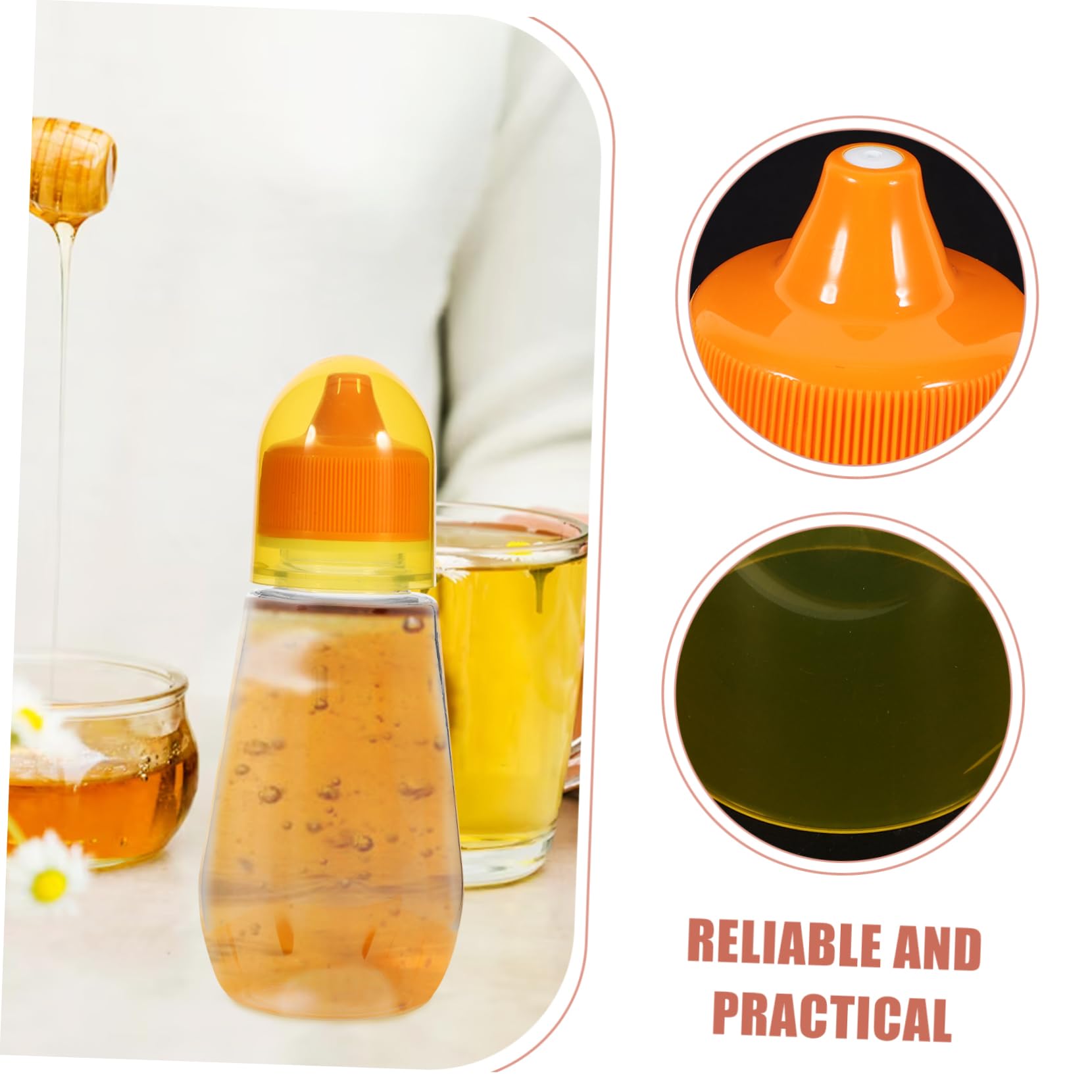 Ciieeo 4Pcs Plastic Squeeze Honey Bottles with Spill Lid Pet Honey Dispenser Jars for Syrup Jam and Food Storage for Festivals and Family Use