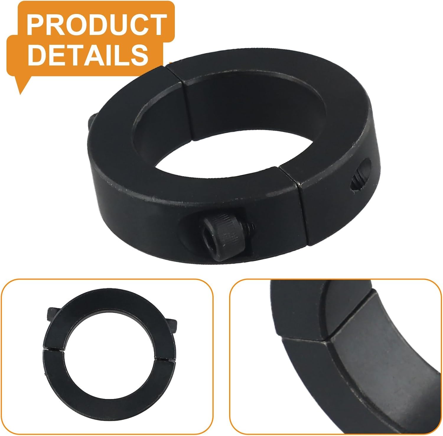 10-40mm Secure Shaft Clamping Ring, Split Shaft Collars, Shaft Collar Double Split Axle Collar Clamp Of Metal Set Screw, Black(40mm)