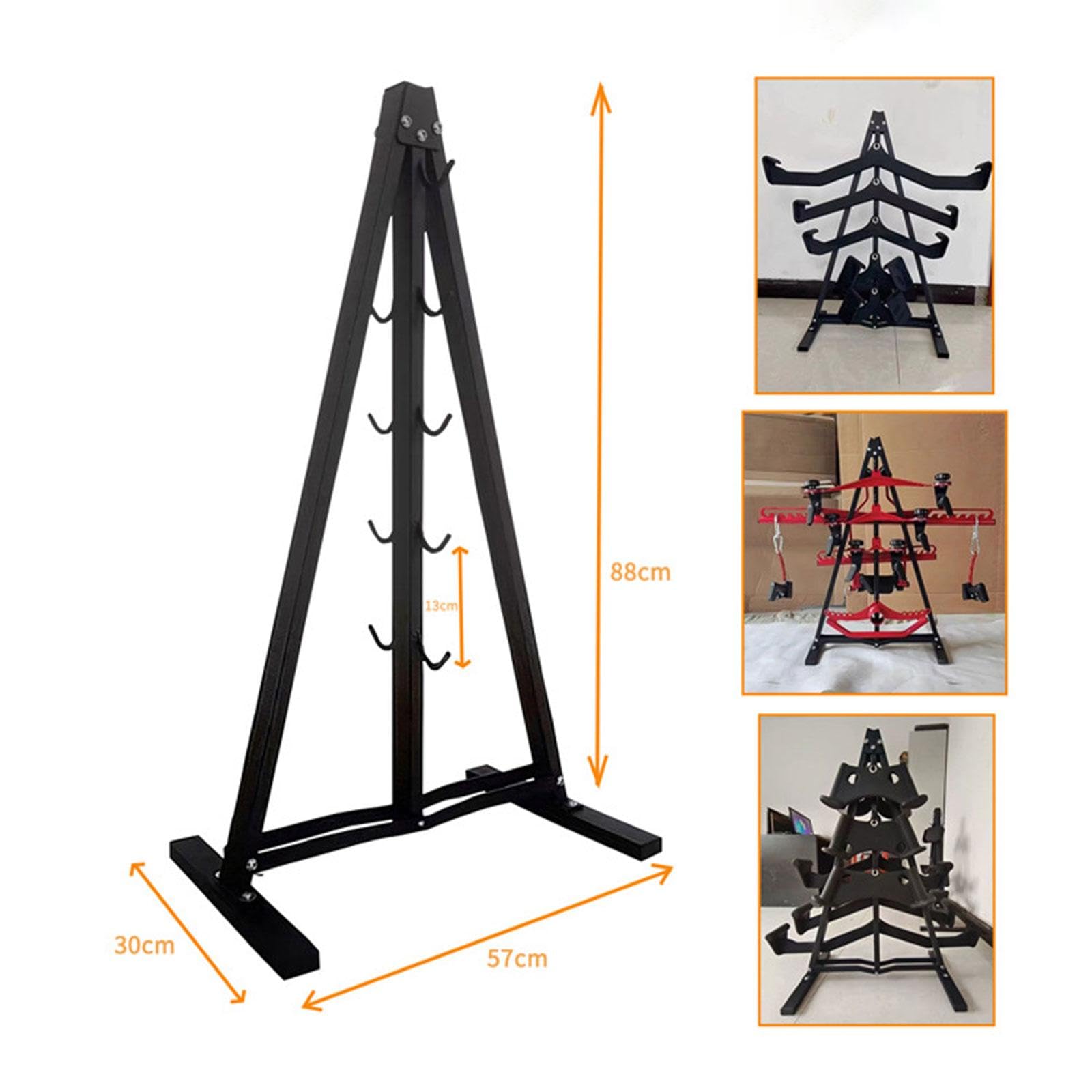 Amagogo Barra de soporte de almacenamiento negro con ganchos, accesorio resistente, portátil, ahorra espacio, de entrenamiento,