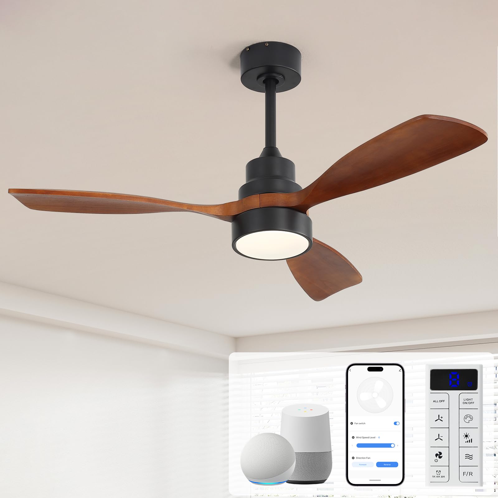 Sofucor 48" Smart Ceiling Fan with Lights - Remote Control -1 Sofucor 48" Smart Ceiling Fan with Lights - Remote Control -1