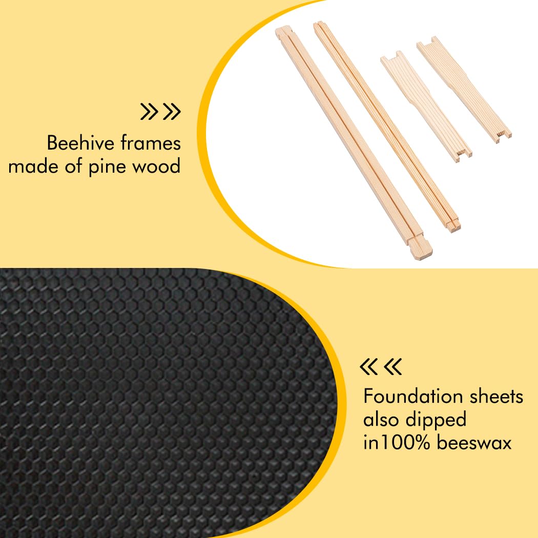 Honey Keeper Beehive 10 Frame Complete Box Kit Coated In 100% Beeswax (Waxed Boxes, 2 Deep And 1