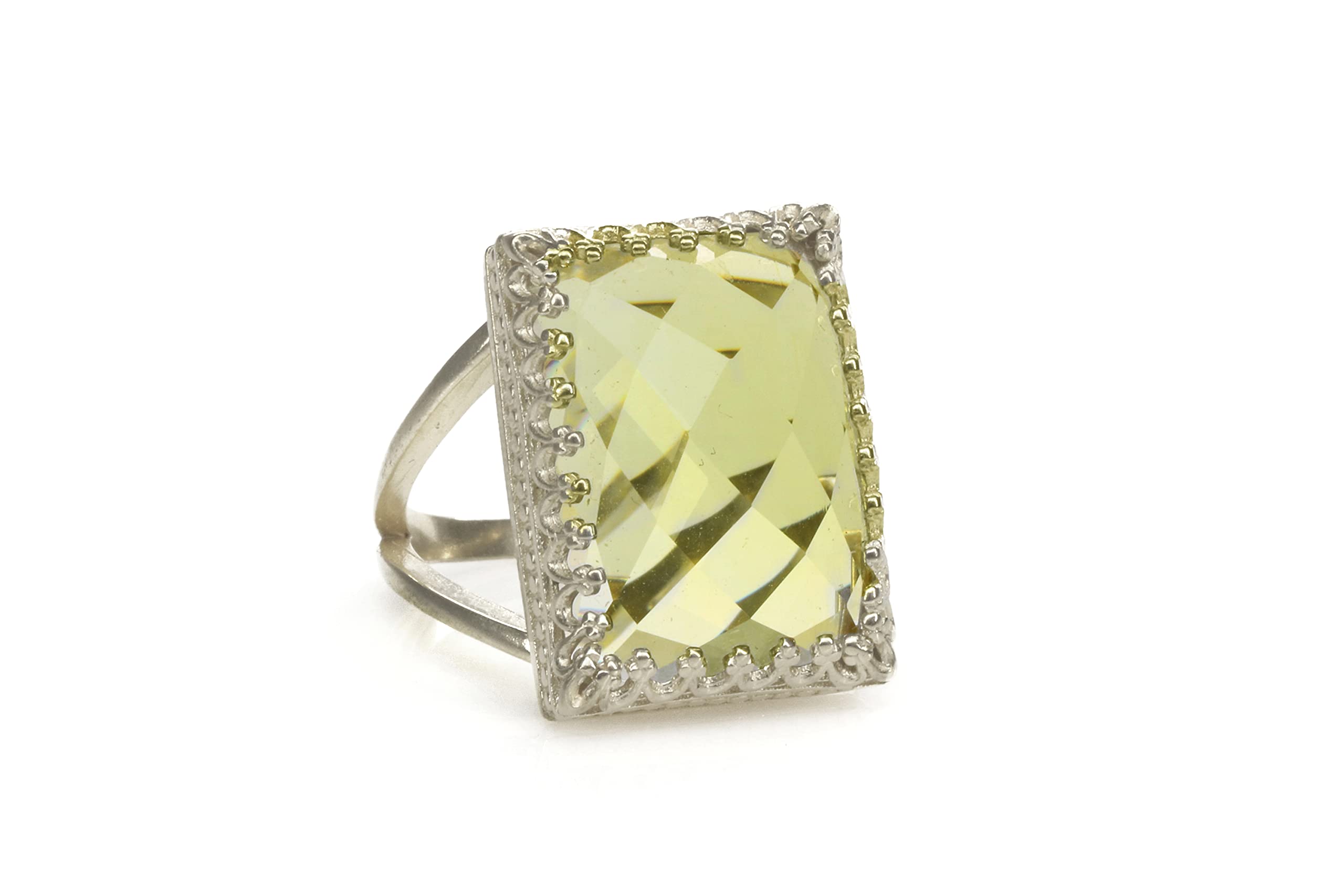 Anillo Único de Cuarzo Amarillo de Anemone Jewelry - Cuarzo Limón de en Plata de Ley 925 - Hermosos Anillos de Declaración para Mujeres - Joyas para Bodas, Fiestas, Compromisos - Hecho a Mano