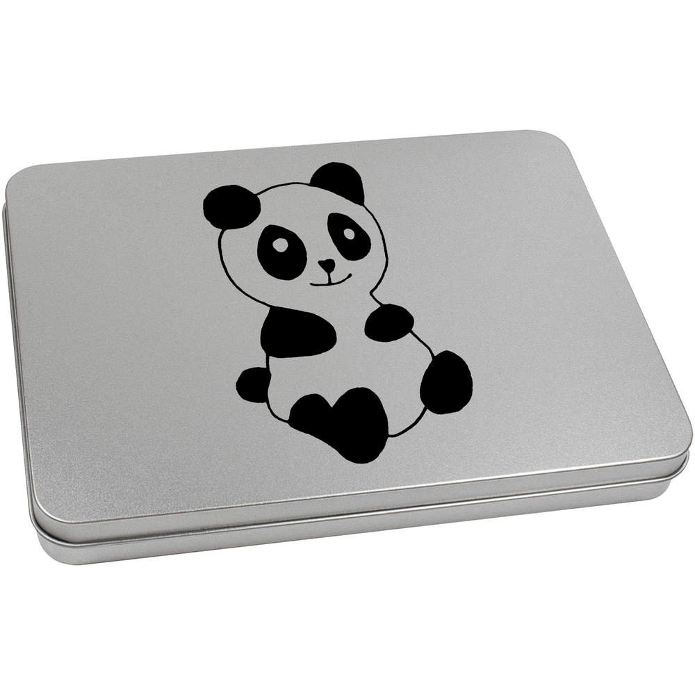 Azeeda 220mm 'Cute Panda Bear' Metal Hinged Tin/Storage Box (TT00064975)