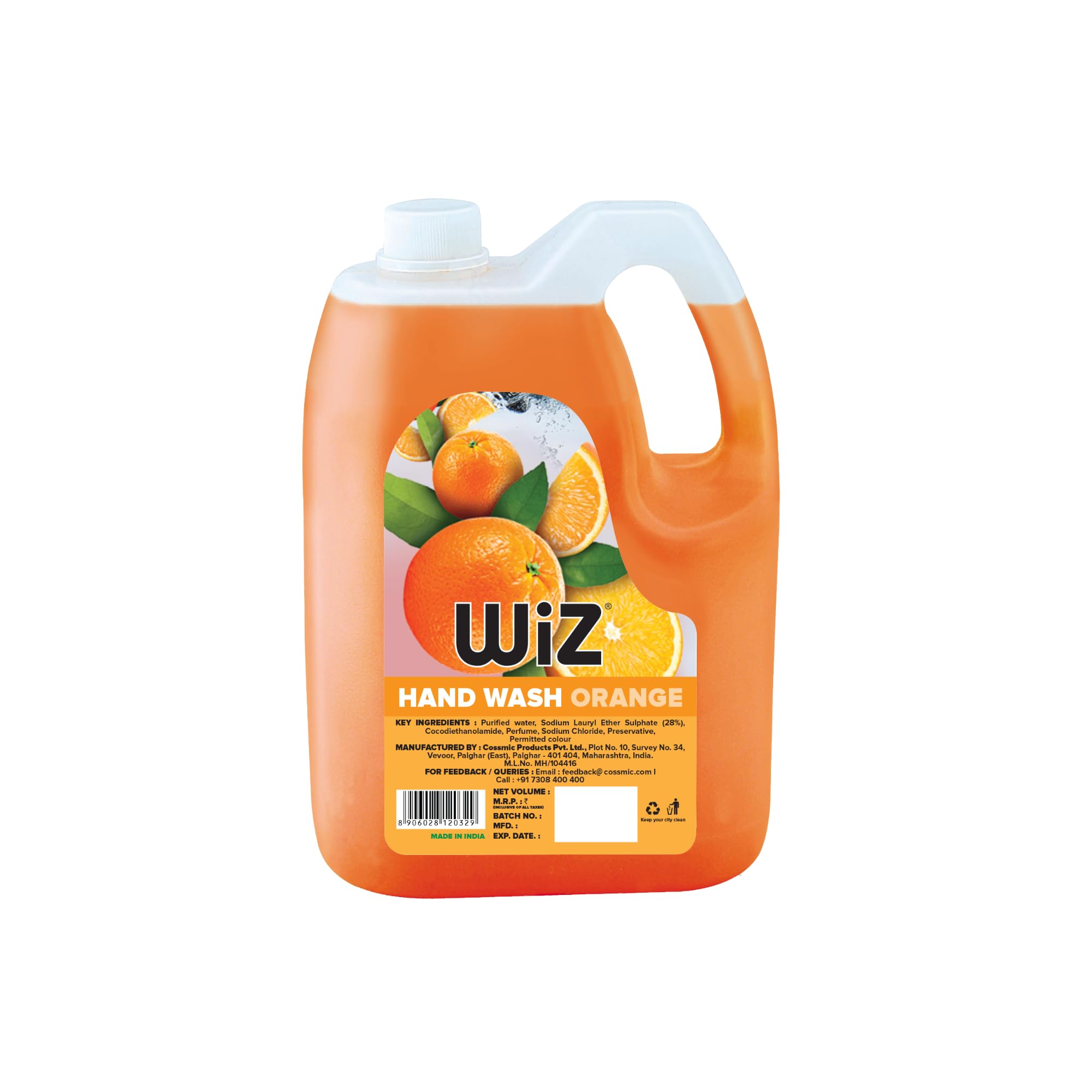 Sponsored Ad - Wiz Orange Handwash Liquid Soap Refill Can 5L | Citrus Fresh Hand Wash for Soft Hands | Germ Protection with pH Balanced & Moisturizing Formula | Gentle Everyday Hand Care