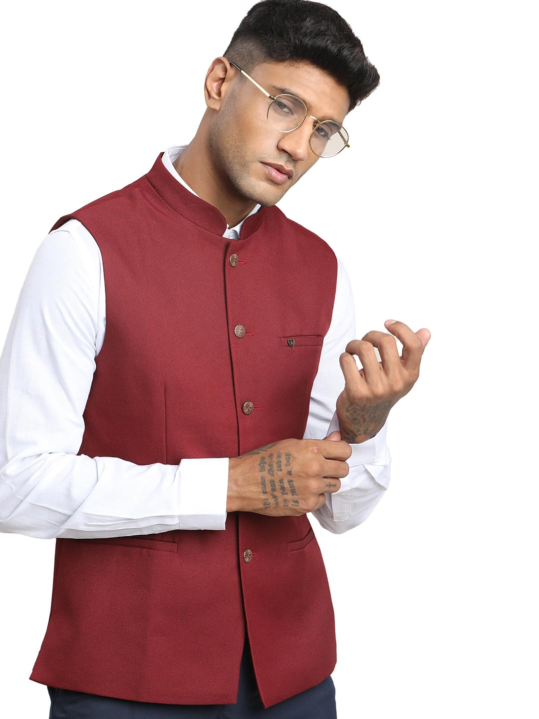 turtle Men Red 100% Cotton Solid Formal Nehru Jacket||Ethnic jacket-picture-23