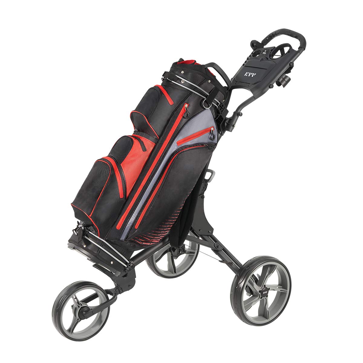 KVV 3 Wheel Golf Push Cart Ultra Lightweight Smallest Folding Size, New