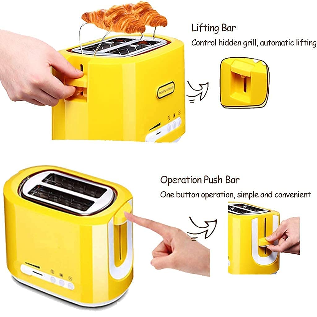 Automatic toaster breakfast machine Toaster 2 Slice Toaster Bagel Toaster with Stainless Steel Baking Rack and Sandwich Clips Small Toaster with High-Lift and Wide Slots 6 Bread Shade Sett