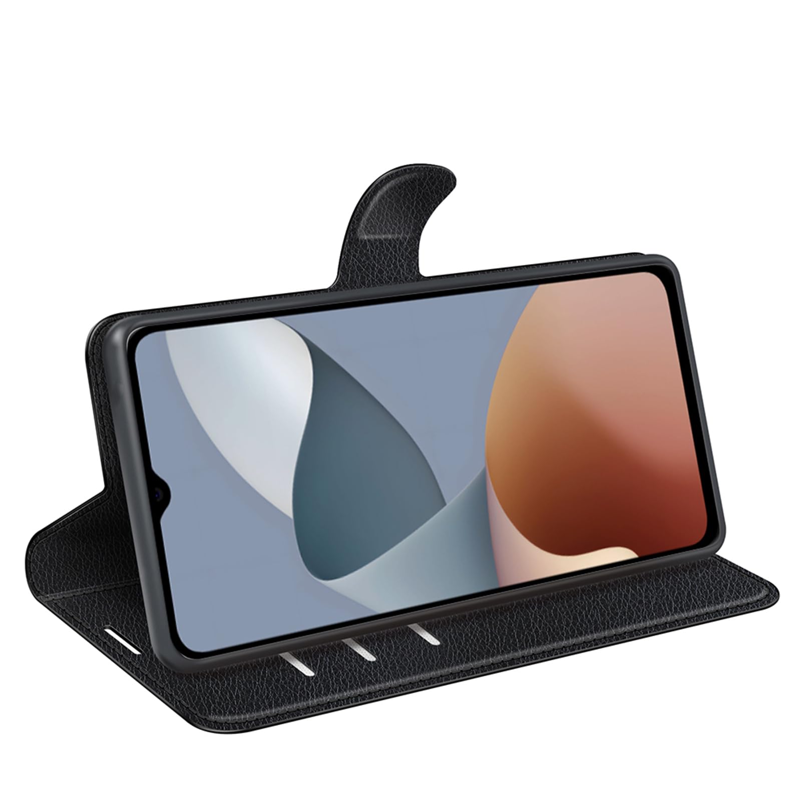 Custodia In Pelle Con Portafoglio E Vetro Temperato Per ZTE Blade A54 – Cover Flip Magnetica Con Supporto, Nero - 2