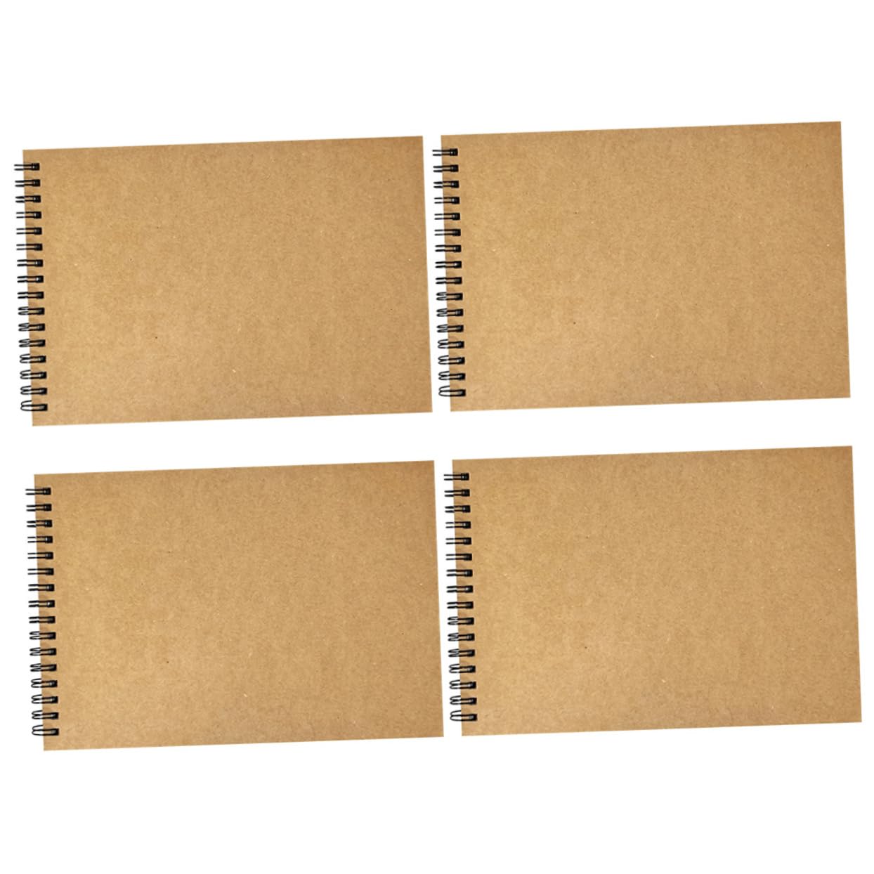 Cahier à Spirale A5 à Rabat, Papier Kraft, Lot de 4, Café