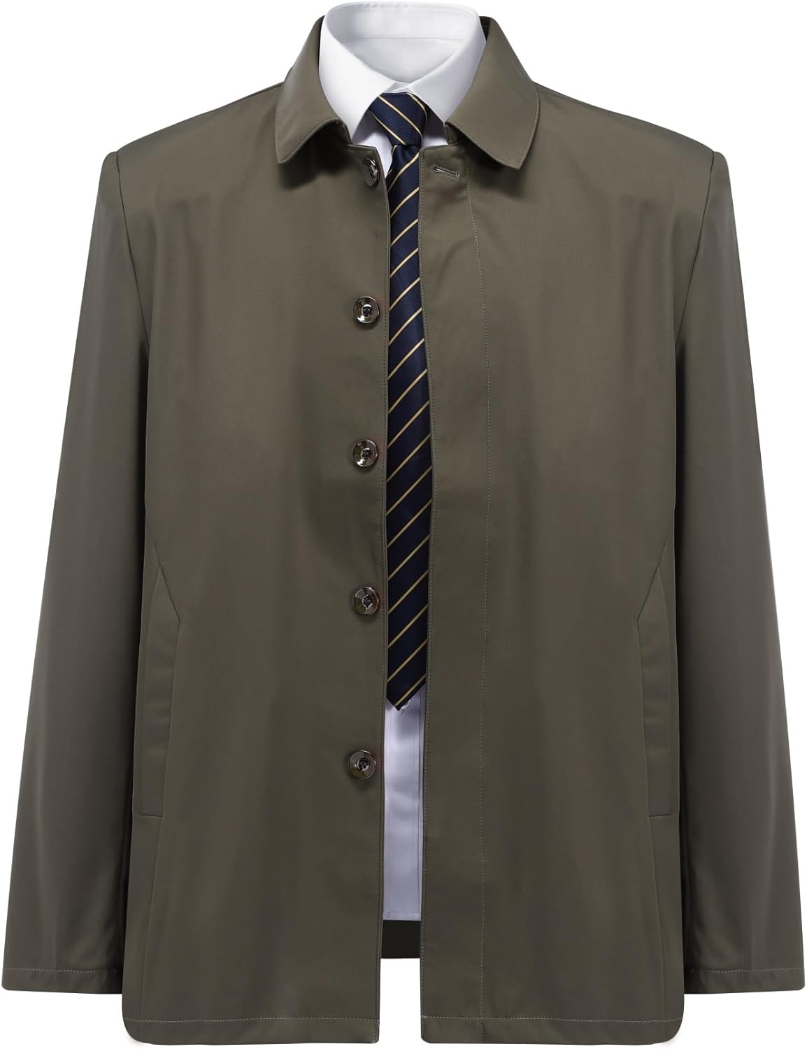 Allthemen Mens Casual Jacket Button Windbreaker Spring Fall Daily Bomber Coat - Image 7