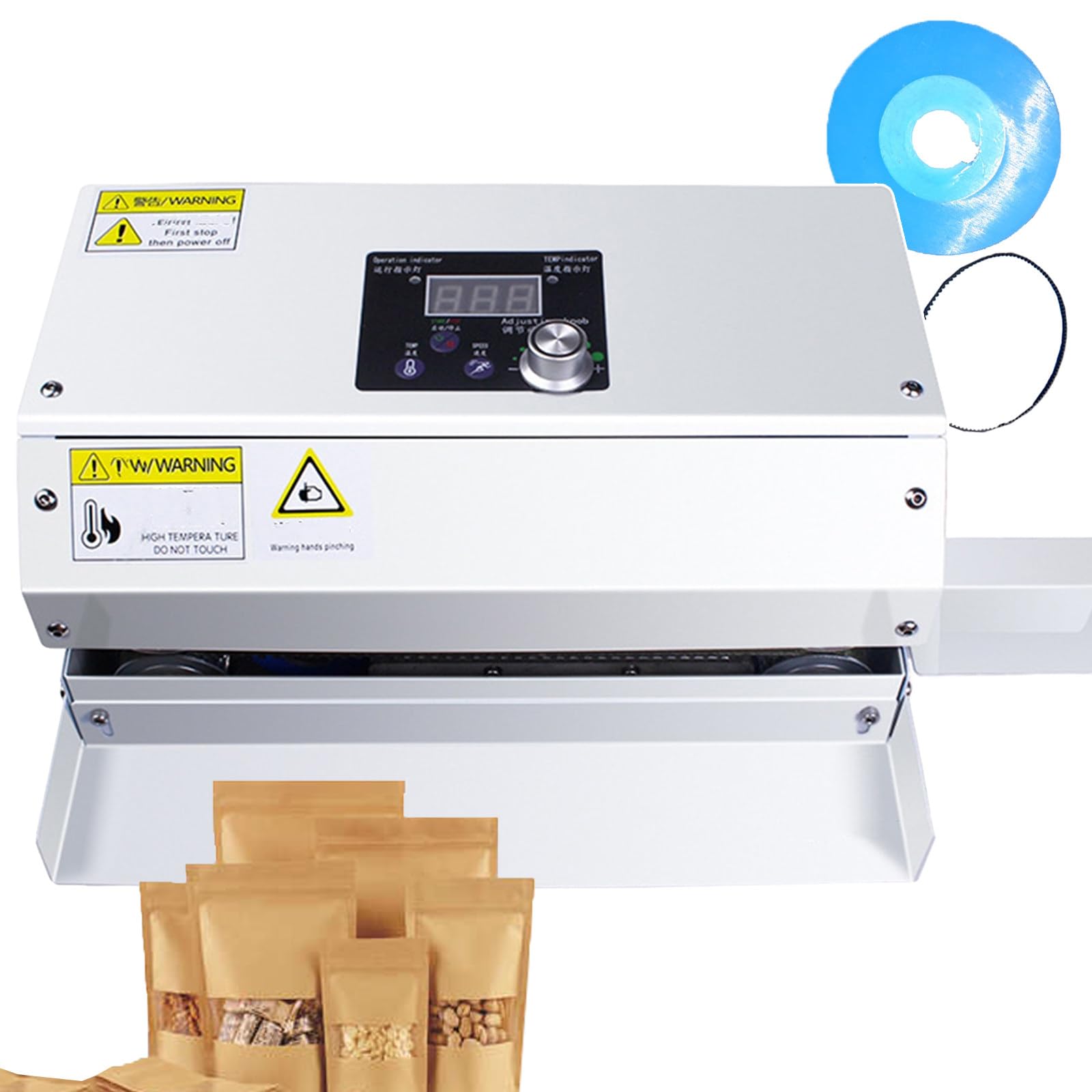 IUokLU Continuous Sealing Heat Sealer,Horizontal Plastic Bag Band Sealing Machine,Bag Sealer With Digital Temperature Control,Industry Impulse Heat Sealer 6M/Min