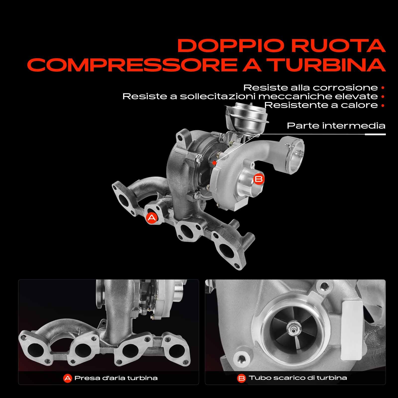 Frankberg Turbocompressore 03G253010J | Compatibile con: Altaea XL 5P5 5P8, T.o.u.r.a.n 1T1 1T2, A3 8P1, Golf Plus 521 5M1, O.c.t.a.v.i.a II 1Z3