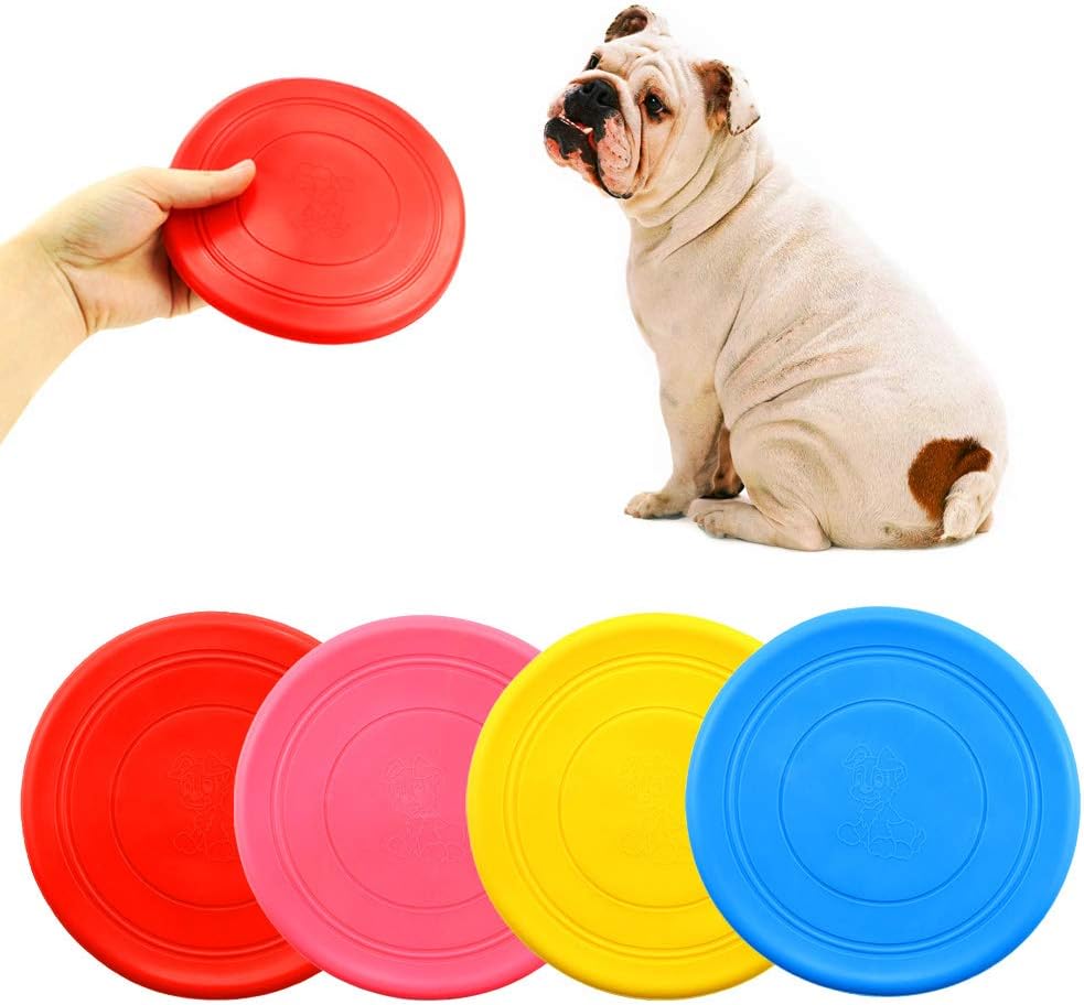 Nexxxi 4 Pack Silicone Dog Flying Disc Funny Dog Toy for Outdoor Indoor Training(7 inches)