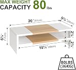 TEAMIX 2 Niveau moniteur de bureau Stand Riser 51cm Support pour imprimantes avec stockage petit TV Riser Ordinateur portable bureau en bois Organisateur étagère