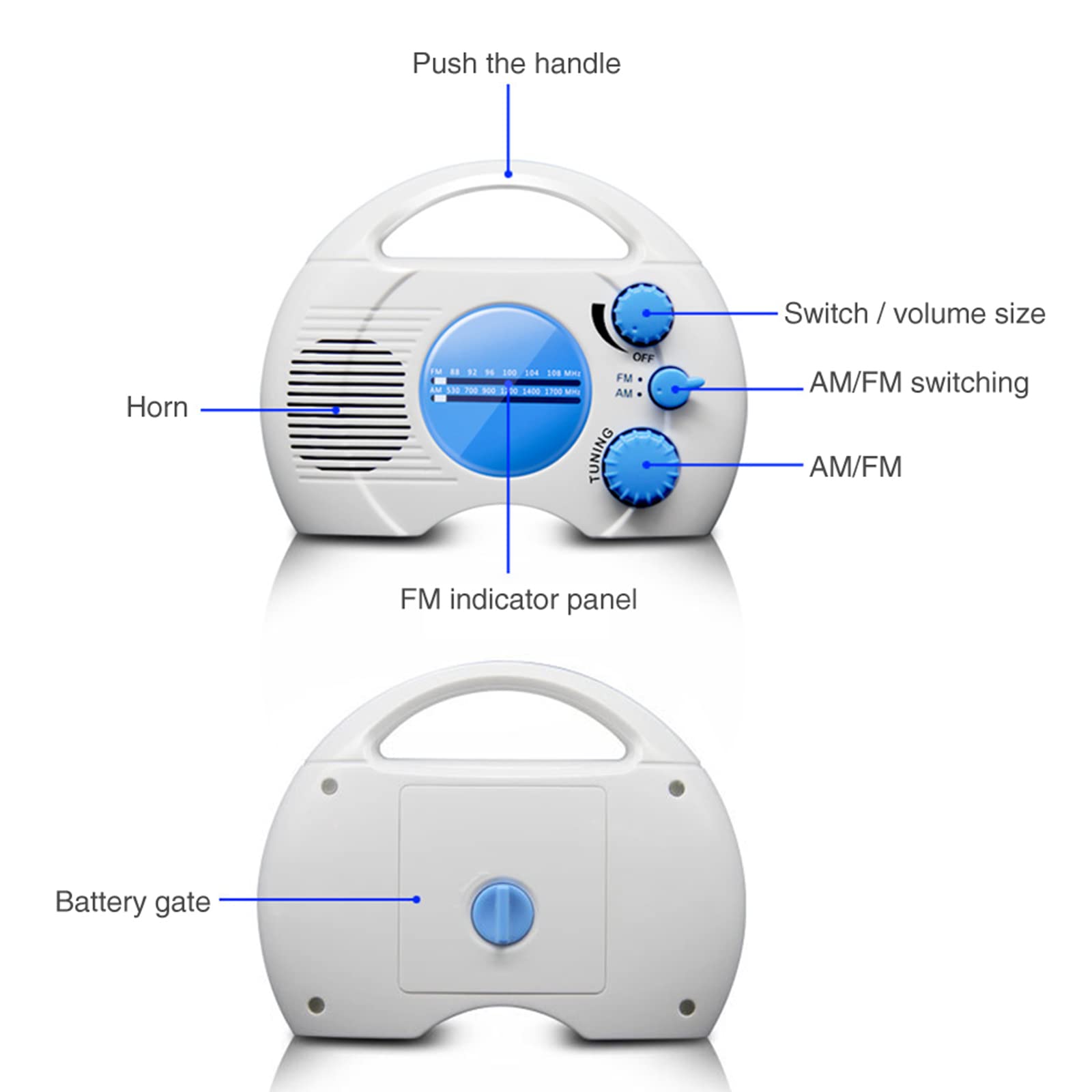 Radio de Douche étanche, Portable à Suspendre avec Radio AM/FM, pour Salle de Bain, Cuisine, Utilisation en extérieur