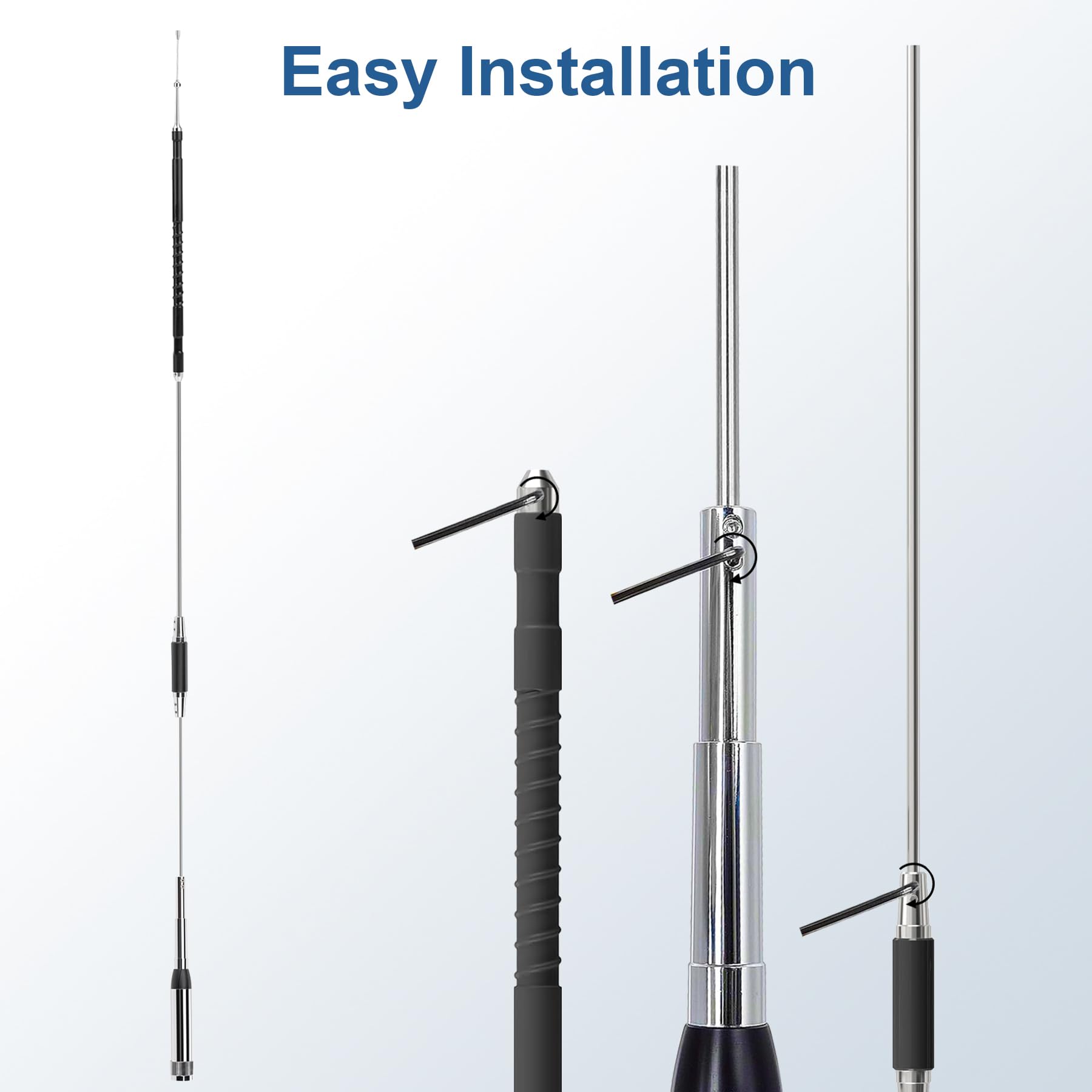 Antena de radio móvil de banda cuádruple de 10 m, 6 m, 2 m, 70 cm, 29/50/144/430 MHz, antena de alta ganancia para radio Molie de coche con cable coaxial de 16.4 pies y clip de base