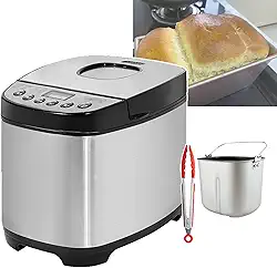 Máquina de fazer pão elétrica inteligente 12 em 1, capacidade de 1,5-2 libras, temporizador de 13 horas, função automática de manter aquecido por 1 hora, com visor LCD