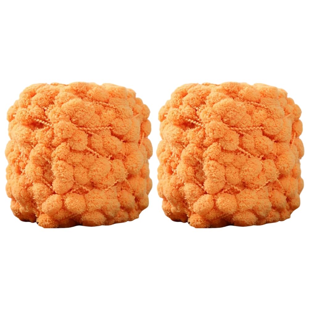 Surakey Orange Yellow Yarn for Crocheting – 2 Rolls Yarn - Pom Pom Crochet Yarn for Hand Knitting, Fluffy Soft Ball Plush Super Bulky Baby Blanket Yarn for CrochetHats Mat Blanket Handcraft